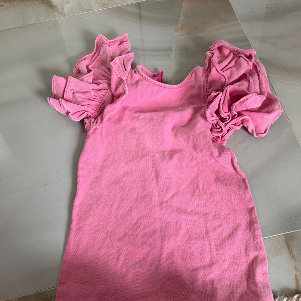 Lola + The Boys Pink Ruffle Sleeve Casual Dress